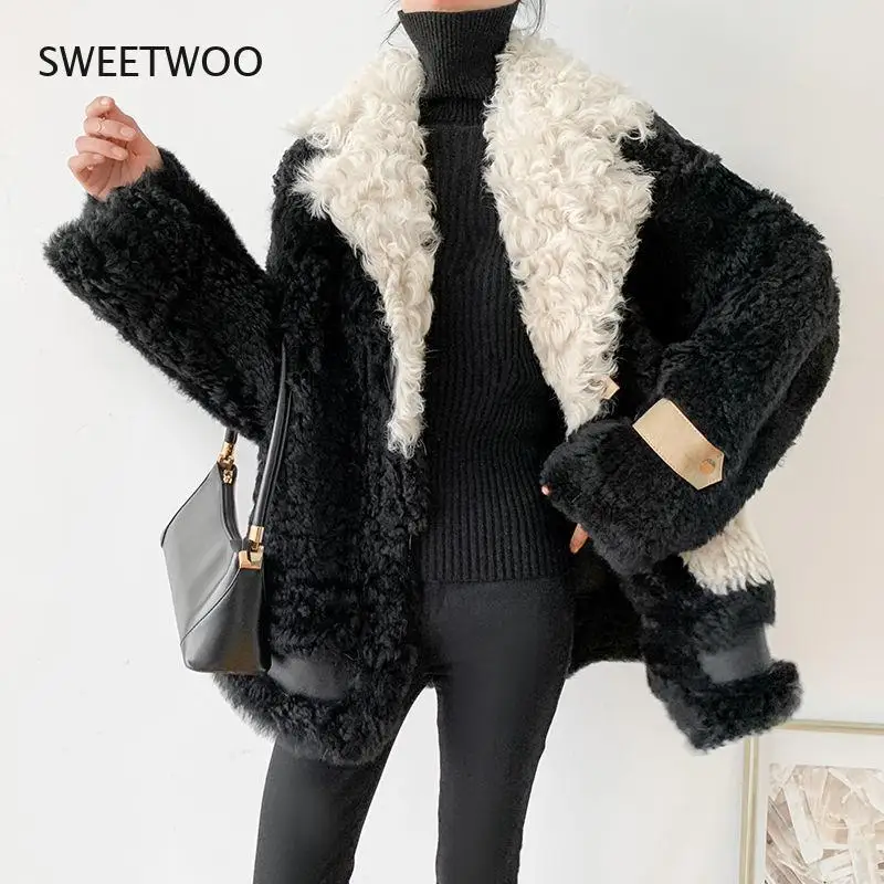 Women 2022 Autumn Winter Fashion Lamb Wool Faux Fur Coat Female Thick Warm Soft Fake Fur Jacket Overcoat Casual Outerwear Slim