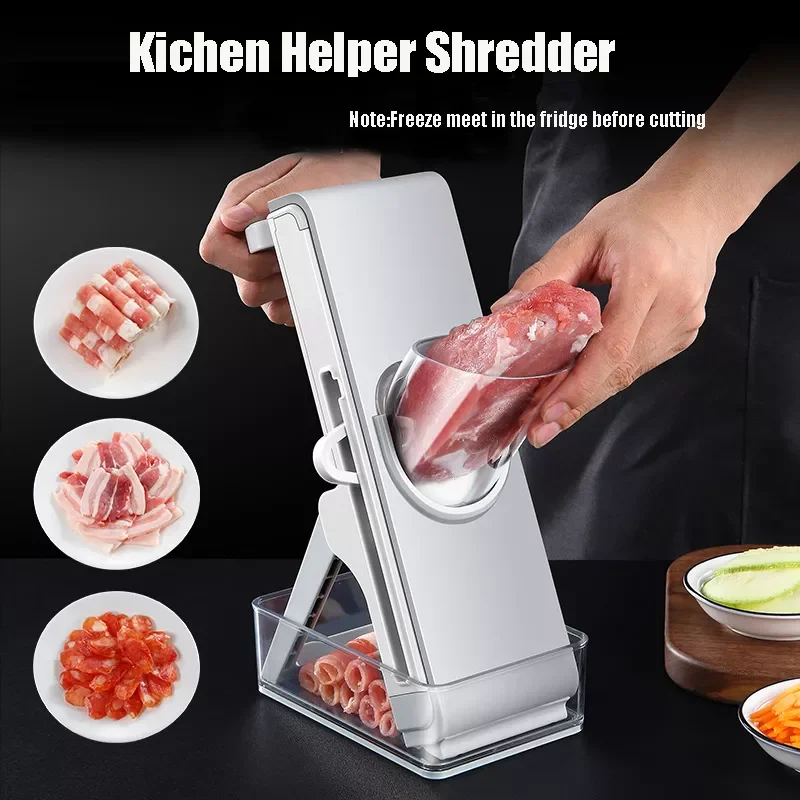 

NEW2023 Multifunction Meat Grater Slicer Foldable Manual Vegetable Cutter Chopper Kitchen Accessories Gadgets Steel Blade Aid To