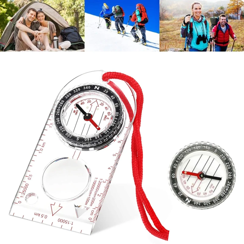 

Compass Navigation Map Reading Multifunctional Waterproof Compass Camping Hiking Scale Ruler Outdoor Orienteering Tools