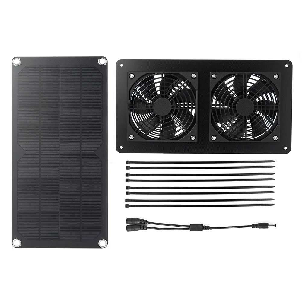 

Solar Panel Fan Kit Solar Powered Dual Fan Solar Exhaust Fan For Chicken Ventilator Tubo Aire Acondicionado Portatil Ventilateur