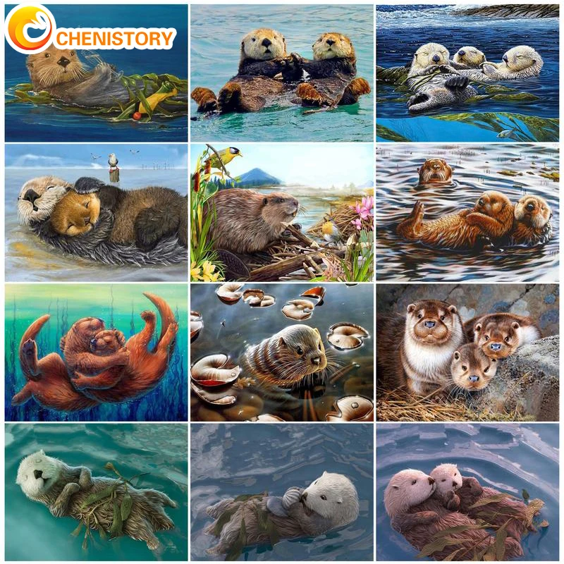 

CHENISTORY Seal Oil Painting By Numbers Animal Photo Creative DIY Kits Drawing Canvas Pictures Mordern Family Children Gift
