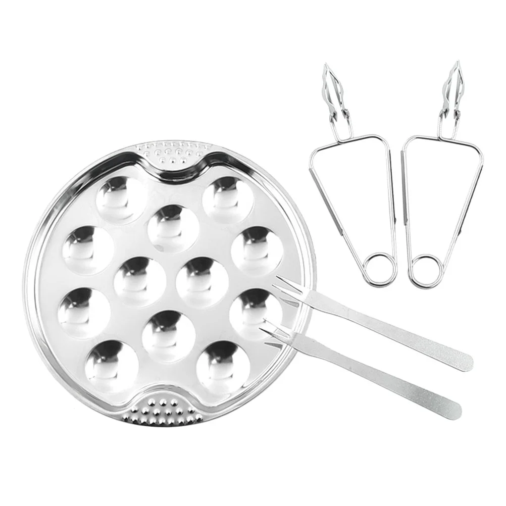 

1 set of Escargot Serving Snail Forks 6 Holes Snail Dish Escargot Serving Tong Escargot Cooking Set