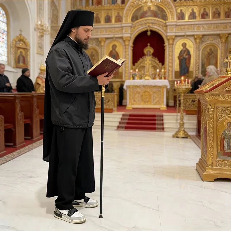 Фото Новый позолоченный православный католический скипетр с резными узорами для духовенства, церковной литургии, домашнего алтаря, религиозных практик, христианский подарок. №3