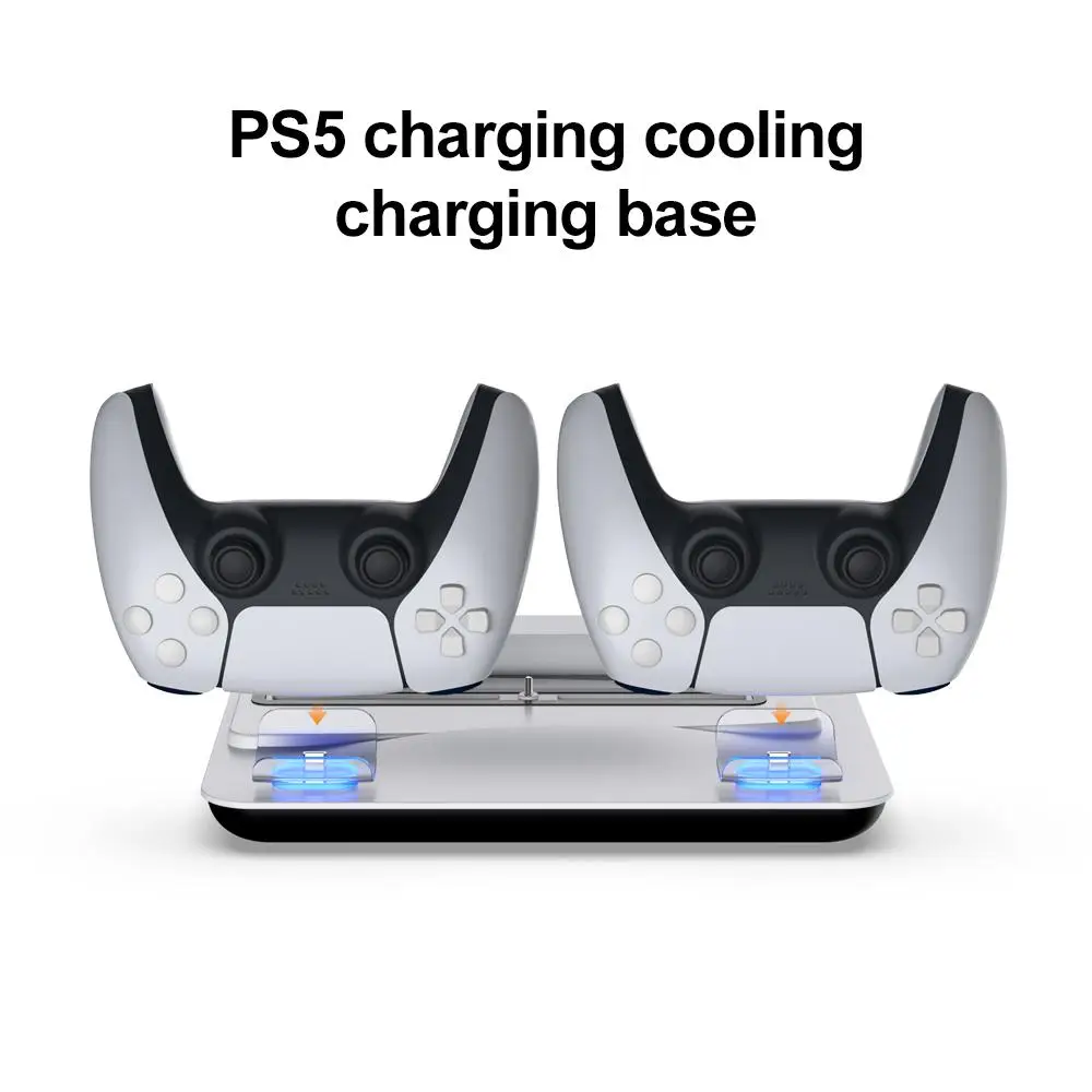

For PS5 Accessories Vertical Cooling Fan Stand For PS5 Dual Controller Charger Fast Blue LED Charging Station For Sony PS5