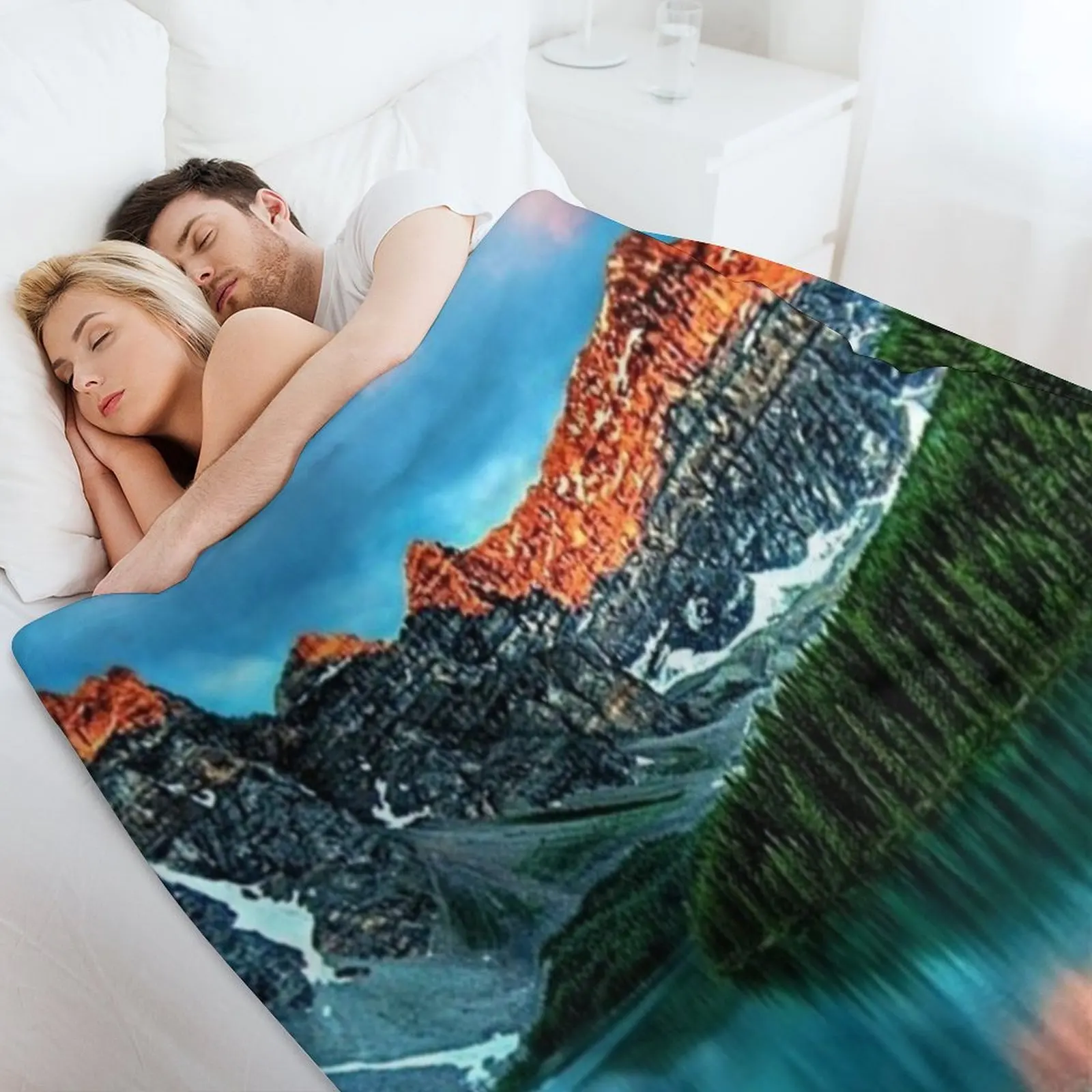 Озеро Луиза - Альберта Канада Пейзаж Плед одеяла и пледы Волосы для дивана Одеяла