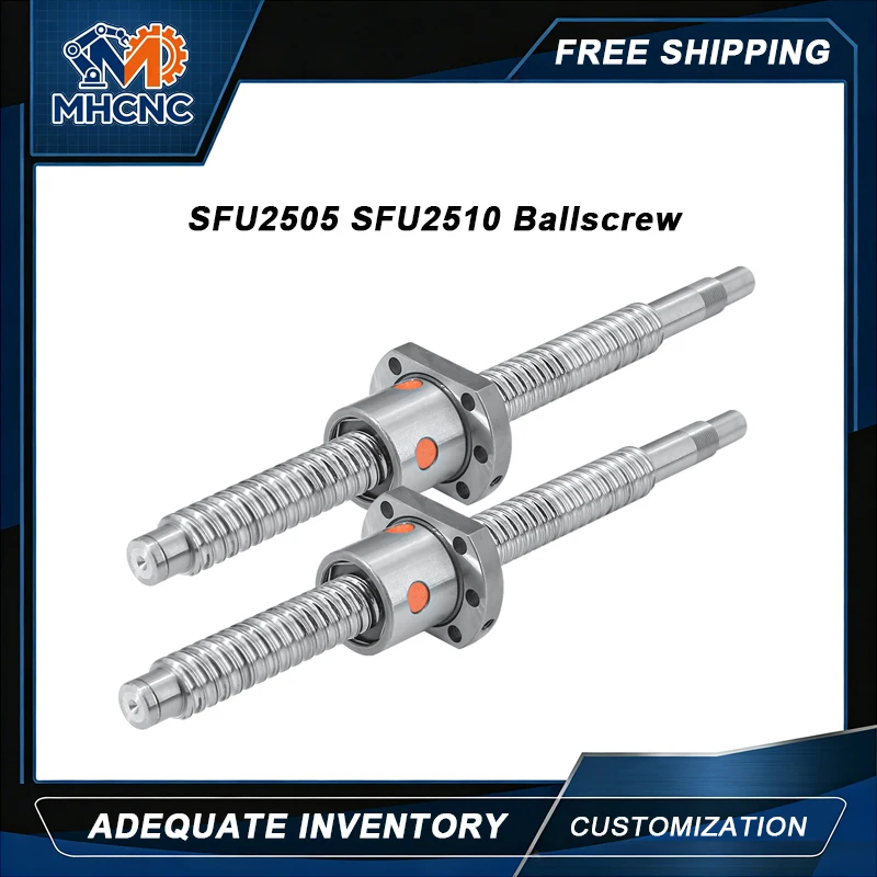 Фото Шариковый винт MHCNC SFU2505 SFU2510 25 мм C7 с одинарной гайкой, 500-1500 мм, с обработанными концами, для ЧПУ и 3D-принтеров, автоматизации №1
