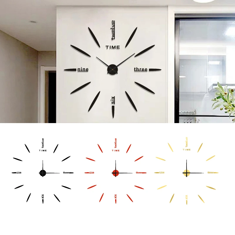 Большие домашние настенные 3d-часы акриловые зеркальные наклейки сделай сам для