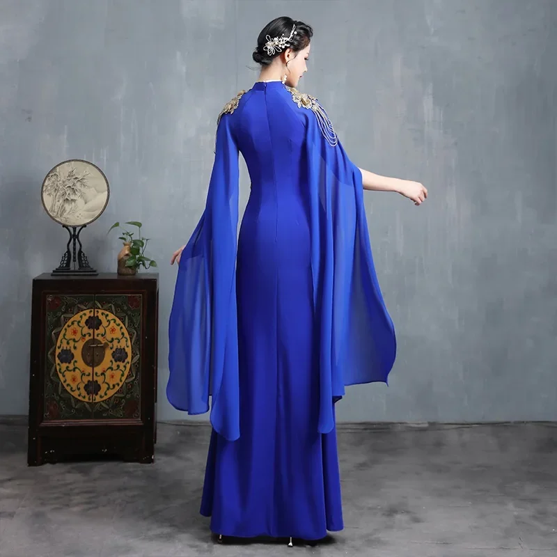 Новое Женское улучшенное китайское платье чонсам пикантное длинное для