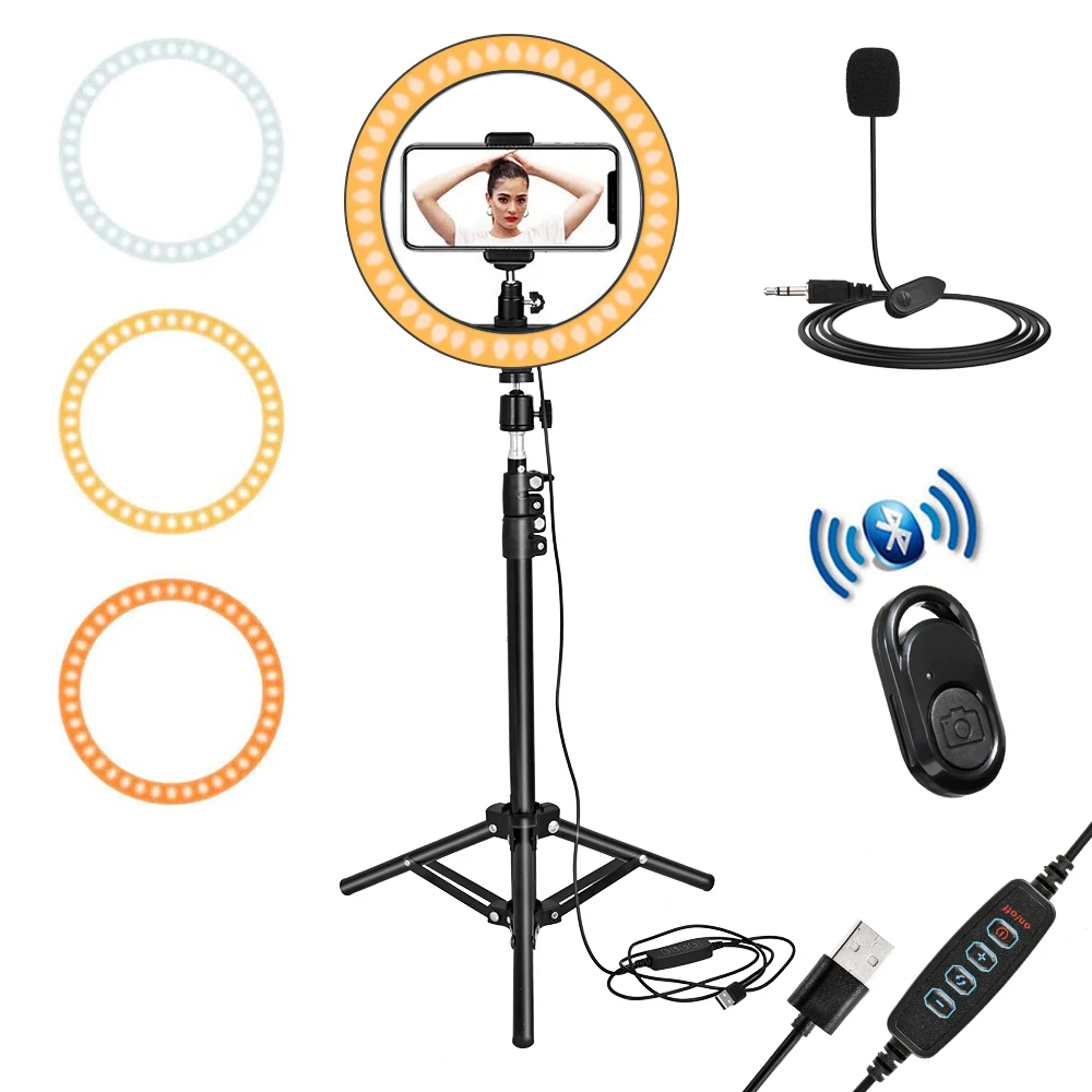 

2022Metal Photography Tripod Stand Selife Ring Lamp LED Light Cell Phone Holder Lighting Studio Live Tripod for Youtube TikTok