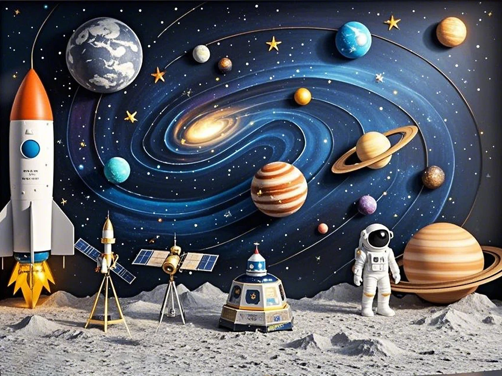 

С Днем Рождения, космический декор, внешний фон на заказ, астронавт, ракета, галактика, планета, фотография, детский подарок, детский душ