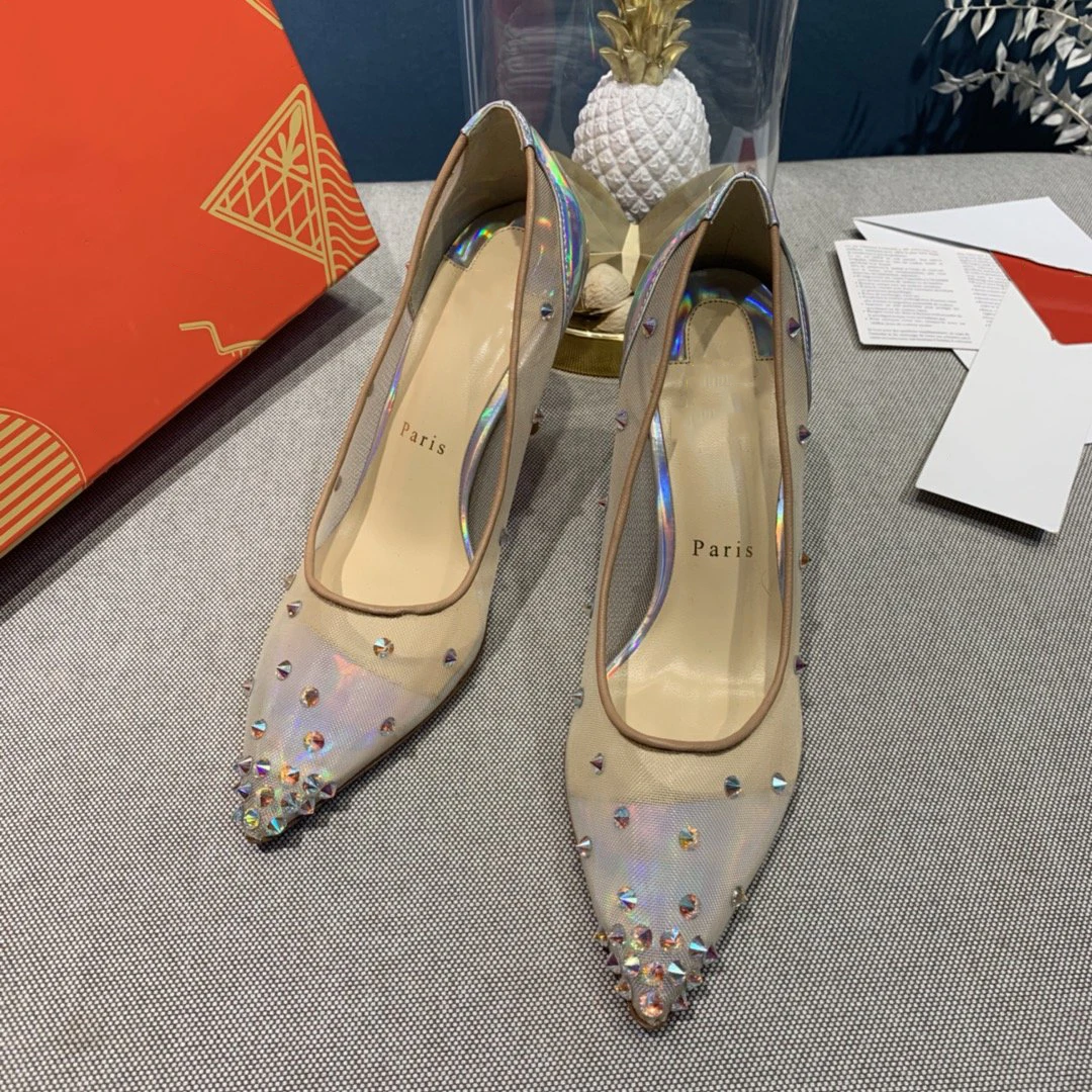 

Top Quality Womens High Heels Luxury Fashion Ladies Crystal Glisten Red Sole Shoes Classic Retro Designer 10cm High Heel 1695HJ