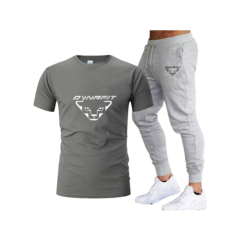 Summer Casual Men's T-shirt + Pants Suit Brand Short Sleeve Set Luxury Printed Cotton Shirts Jogging Sweatpants Male Sportswear