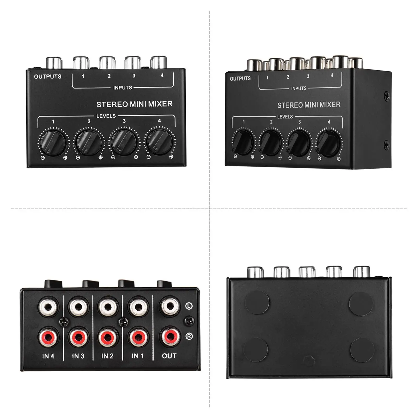 

Mini Audio Mixer 4 Channel Stereo Dispenser Portable Passive Mixer for Club Computer Studio Stage Live and Studio CD Player