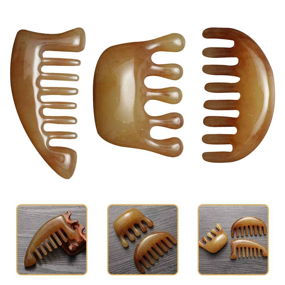 

3pcs Natural Horn Comb Wide Tooth Comb Comb Scrapping Comb for
