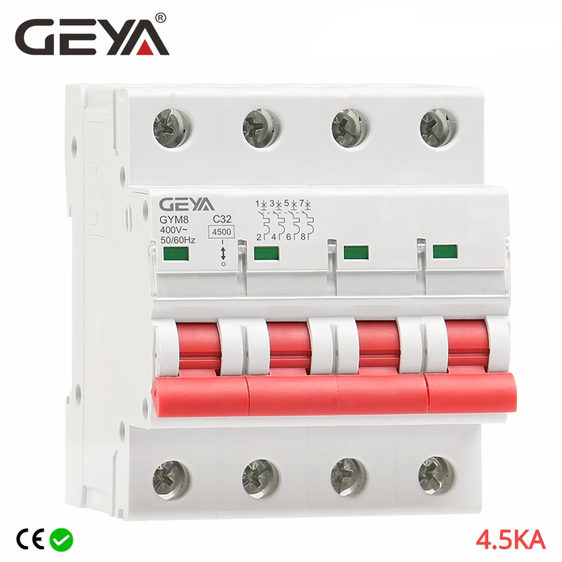 

GEYA GYM8 4Pole Mini Circuit Breaker 6A-63A Din Rail MCB with ON OFF Indiactor