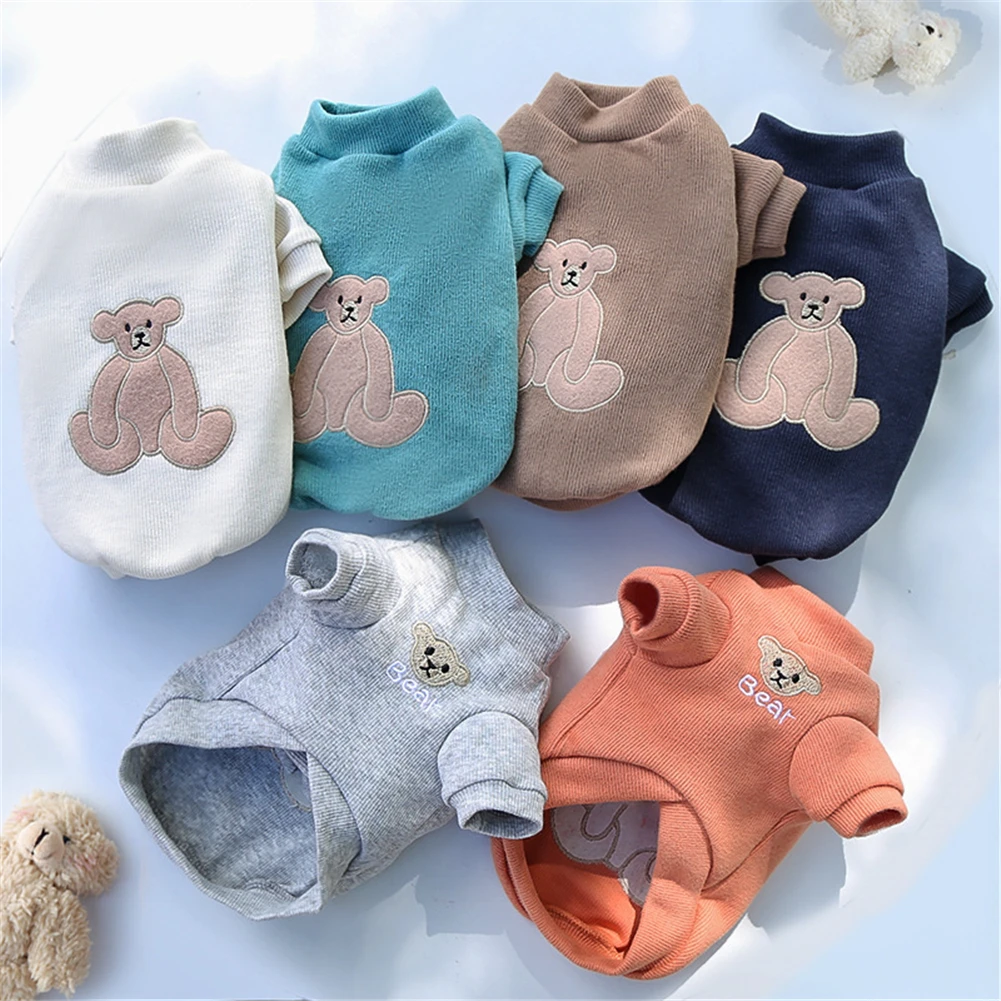 

Warm Dog Clothes Embroidered Bear Bottoming Shirt Pet Dog Jacket Coat For Small Medium Dogs Winter Puppy Hoodies Outfit XS-2XL