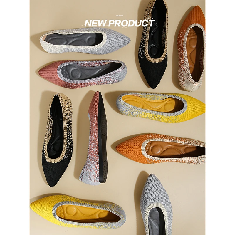 

2022 Fashion Casual New Spring Autumn Women's Flat Shoes Woven Pointed Toe Soft Sole OL Commuter Color Matching Single Shoes
