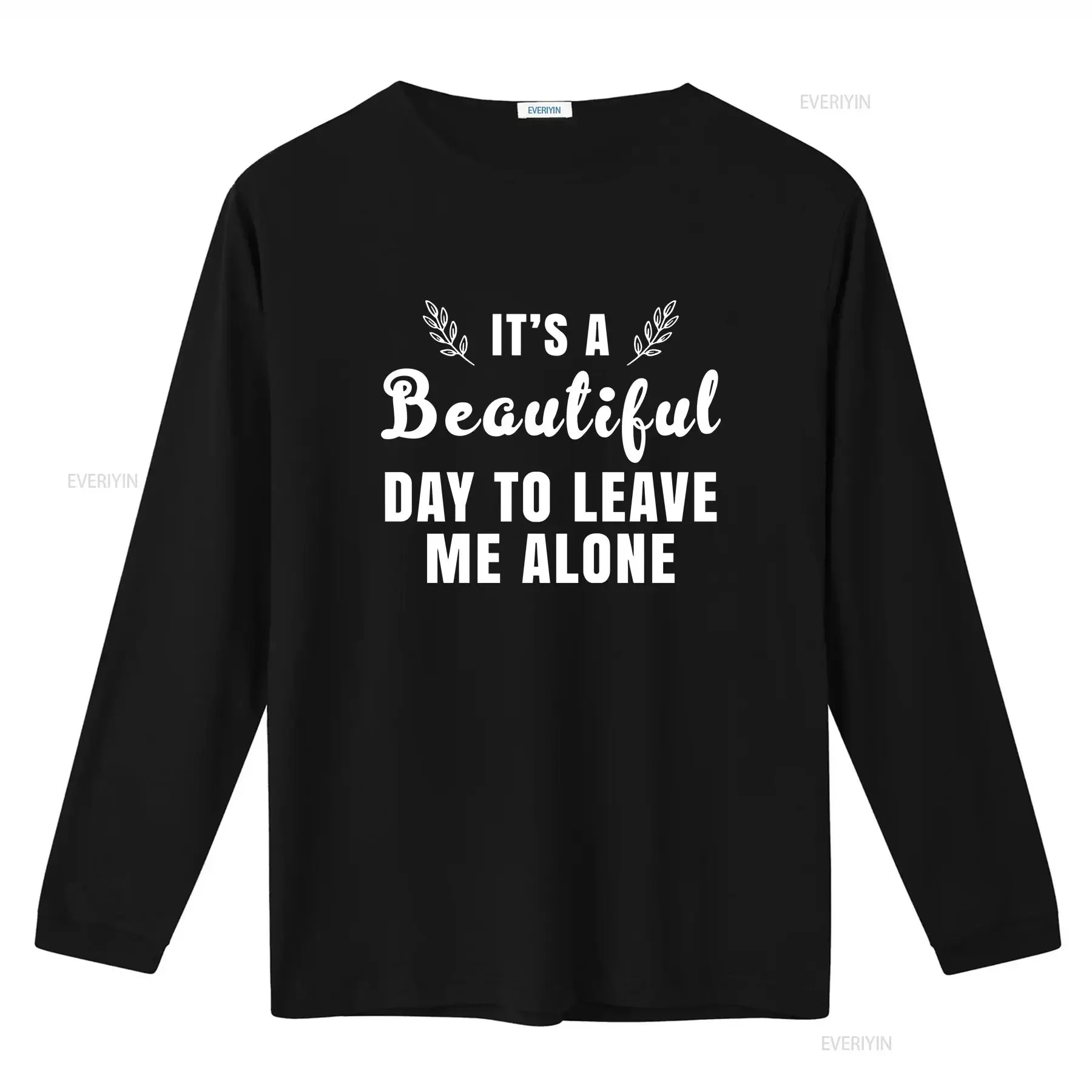 Фото Мужская футболка с надписью «It's A Beautiful Day To Leave Me Alone», винтажная, с эффектом потертости, для повседневной носки, с забавным графическим принтом. №3