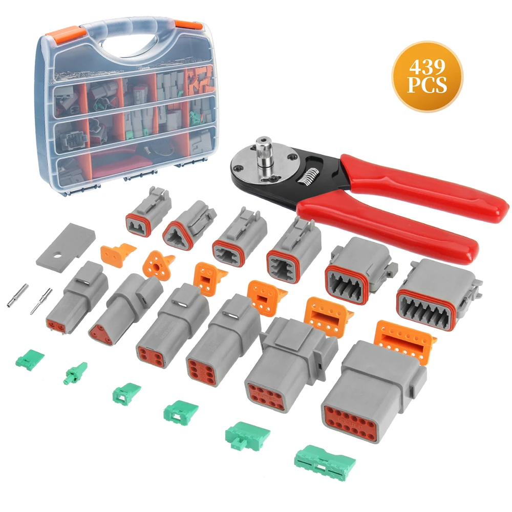 

439pcs DT Waterproof Wire Connector Kit Automotive Car Electrical Wire Connector Sealed Plug with Crimp Tool Box