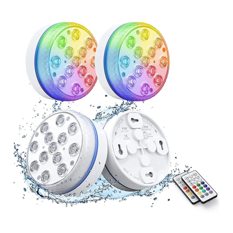 

Hot Tub Lights, Submersible LED Lights With RF Remote, IP68 Waterproof Underwater Pool Light With 13 LED Beads