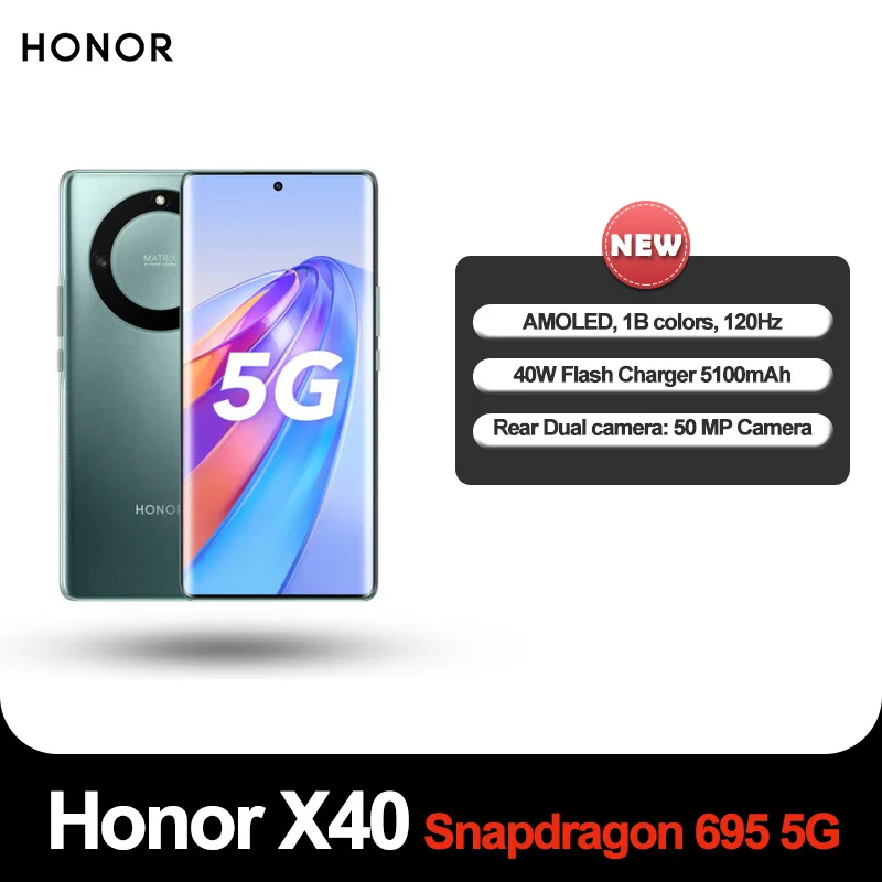 

Оригинальный Смартфон Honor X40, телефон с экраном 695 дюйма, процессор Snapdragon 6,67, Android 12, 120 Гц, AMOLED-дисплей, 7,9 мм, 5100 мАч, основная камера 50 МП, Bluetooth 5,...