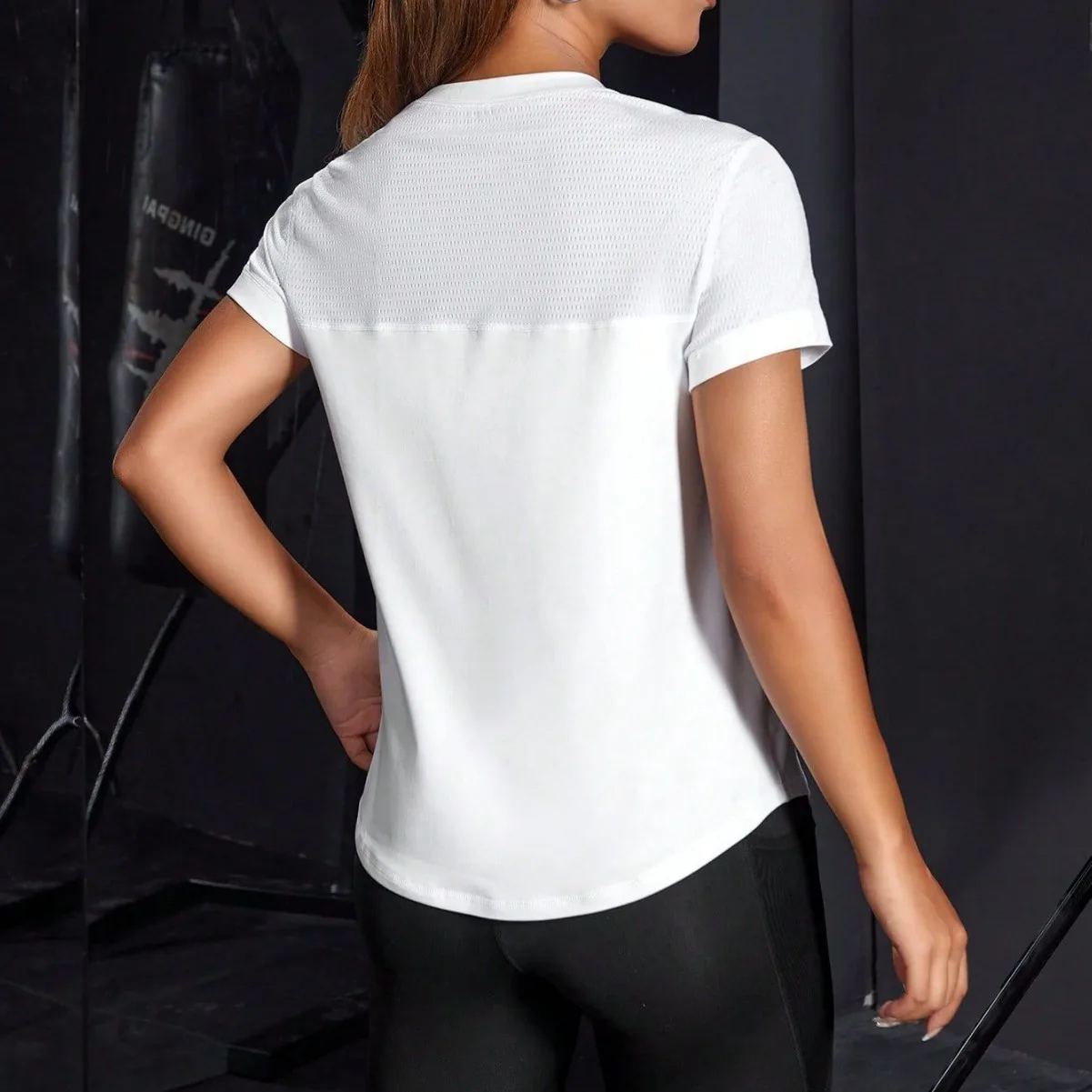 Женская Спортивная футболка сетчатая дышащая рубашка для йоги женский топ бега и