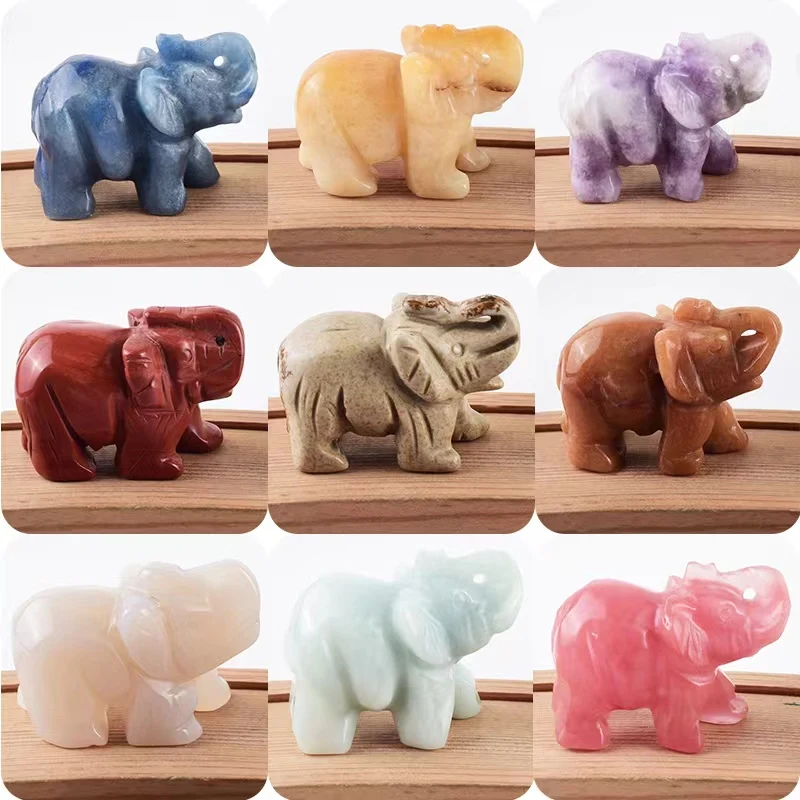 1 шт. статуя слона из розового кварца с натуральным кристаллом