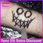 Лидер продаж, черная блочная Татуировка клоуна, временная наклейка для женщин, искусственная татуировка на тело, водонепроницаемая татуировка на палец
