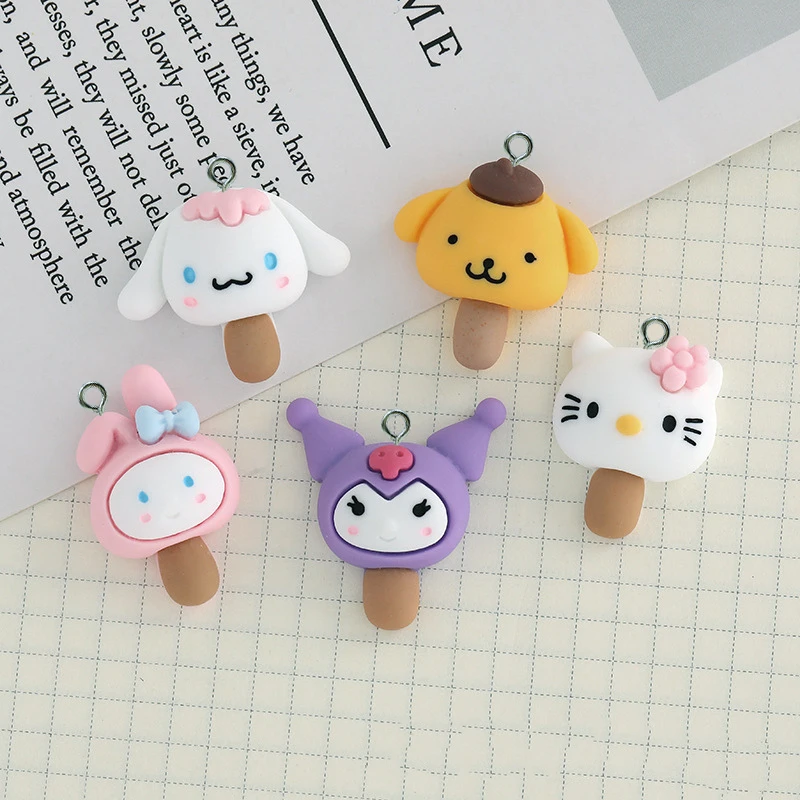 

10pcs/pack Cute Charms Kawaii Cartoon Cat Rabbit Cookies Resin Charms for Earring Keychain DIY Fashion Jewelry Accessories