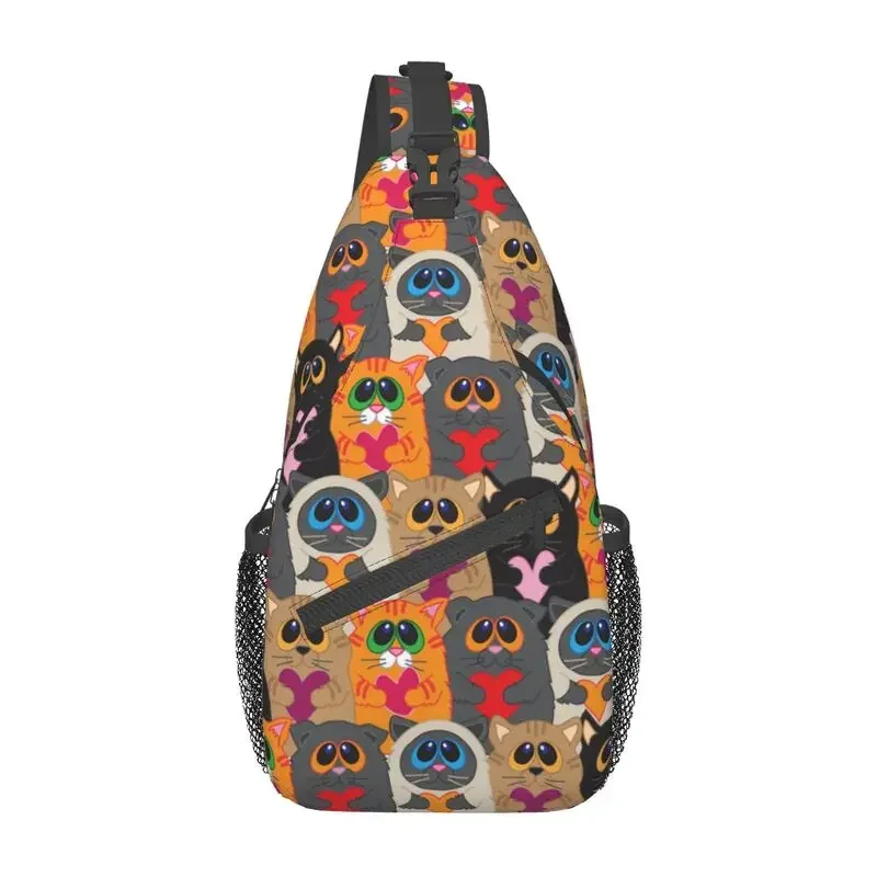 Повседневные сумки-слинги с милыми кошками для мужчин нагрудный рюкзак через