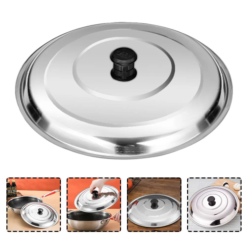 

Frying Pots Pans Lid Cover: Stainless Steel Skillets Woks Cooker Cookware Round Cover with 33cm