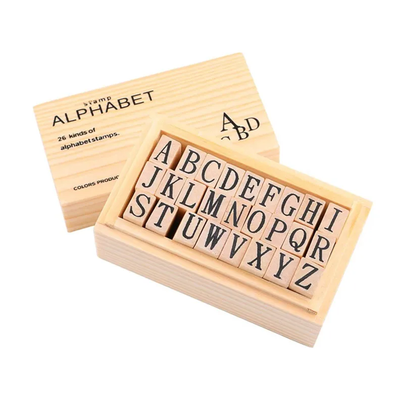 

26 Pcs Alphabet Stamps Set Vintage Wooden Rubber Letter Number Diary Stamp Kit For Children Diy Scrapbooking Planner Card Making