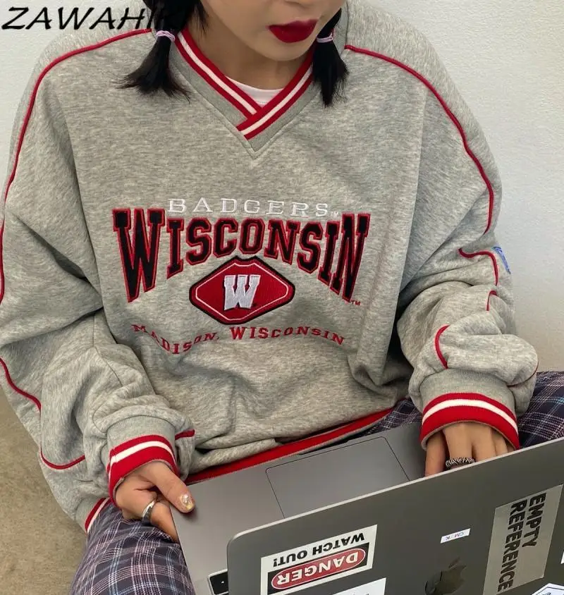 

Женский винтажный пуловер с V-образным вырезом