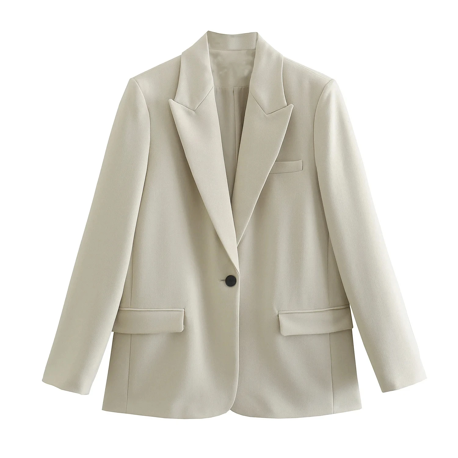 

Xitimeao Women Fashion One Button Office Wear Blazer Coat Vintage Long Sleeve Pocket Female Outerwear And High Waist Casual Pant