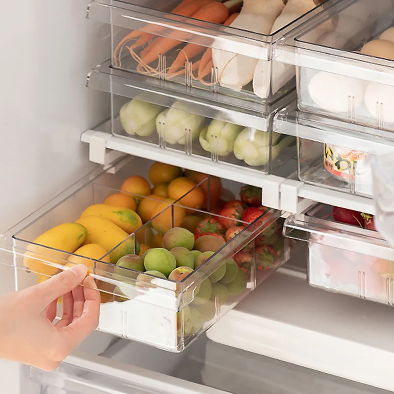 

Refrigerator Drawer Organizer Bin Clear Fruit Eggs Jars Storage Box Transparent Fridge Storage Bin Containers for Pantry Freezer
