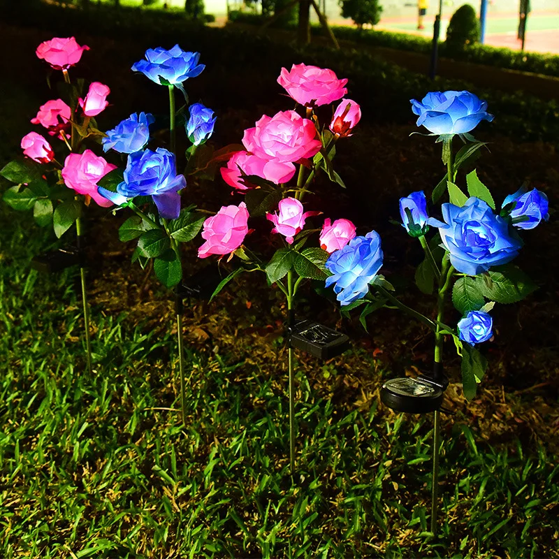 

3-7 Head LED Solar Simulation Rose Flower Solar LED Light Garden Yard Lawn Night Lamp Landscape Garden Home Decoration Flowers