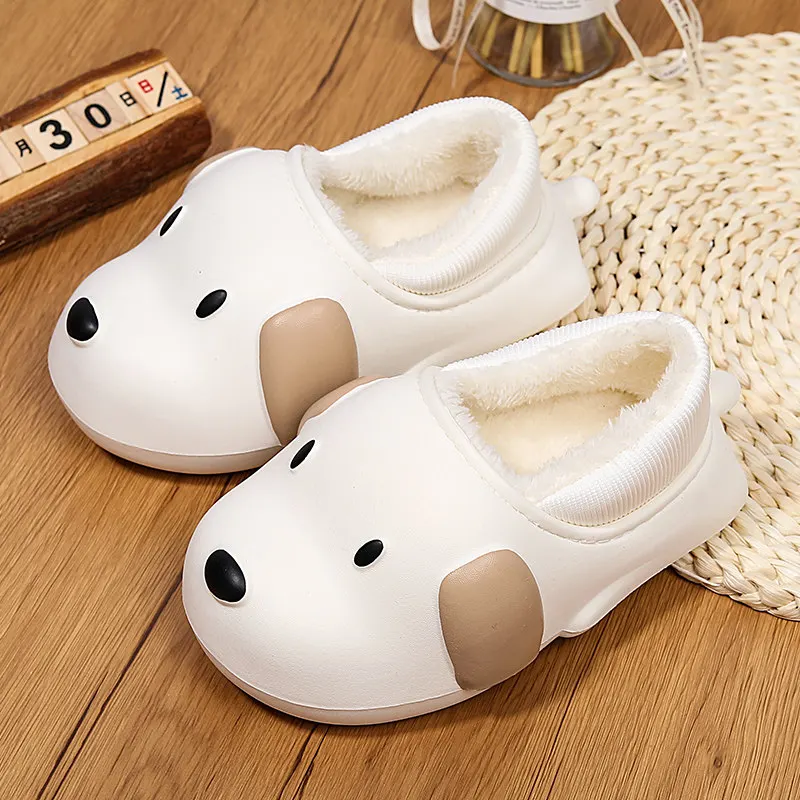 Fashion Unisex Shoes Women Slippers Cute Bear Cotton Slippers Winter Waterproof Warm Slippers Women Non-slip Home Slippers Men
