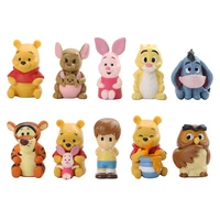 10pcs disney winnie the pooh figures piggy tigger eeyore model figurine collectible cartoon doll toys for children birthday gift