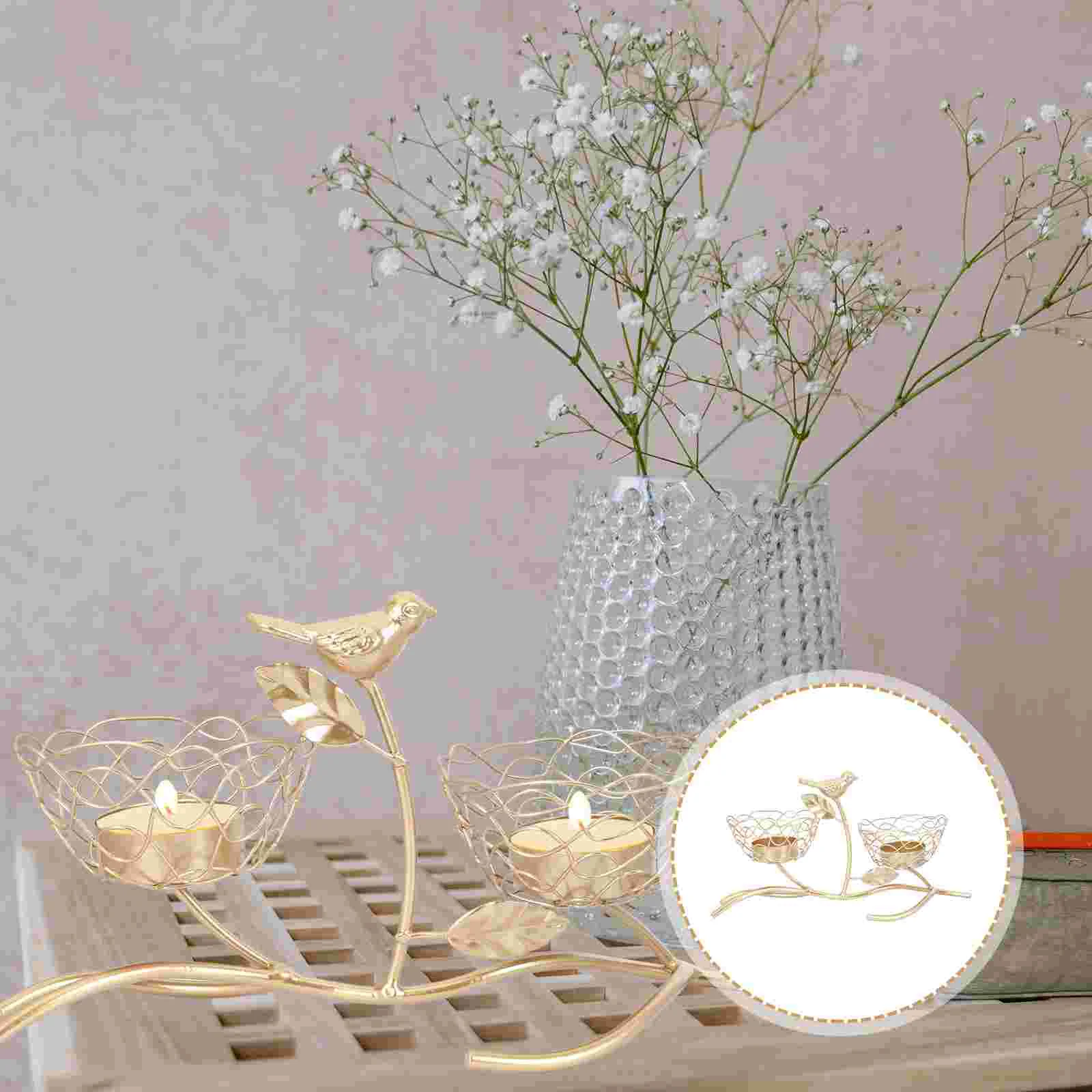 

1pc Candlestick European Style Bird Candlestick Romantic Holder Adornment