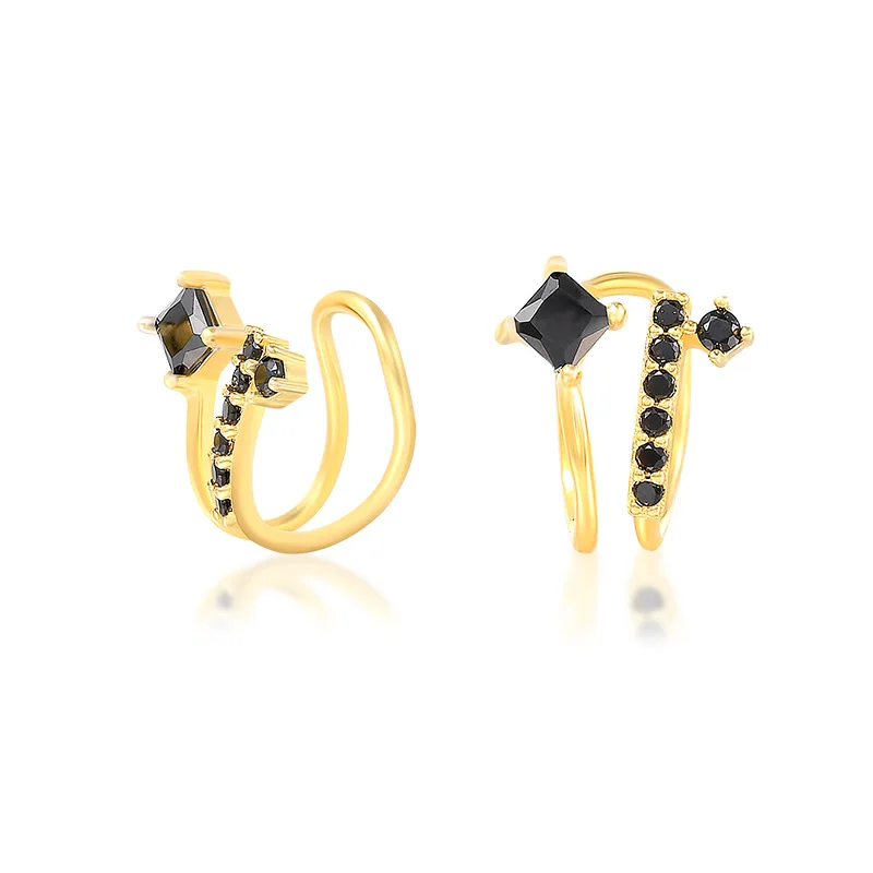 

European and American Fashion Women's 925 Silver Stud Earrings Asymmetric Full Diamond Dongdaemun Earrings