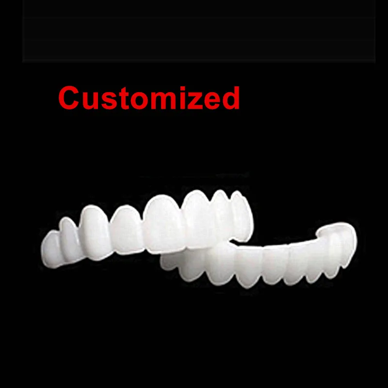 Customized Snap on Smile Dental Upper Lower False Fake Teeth Tooth Cover Smile Veneers Dentures Braces Bleach Dental Equipment