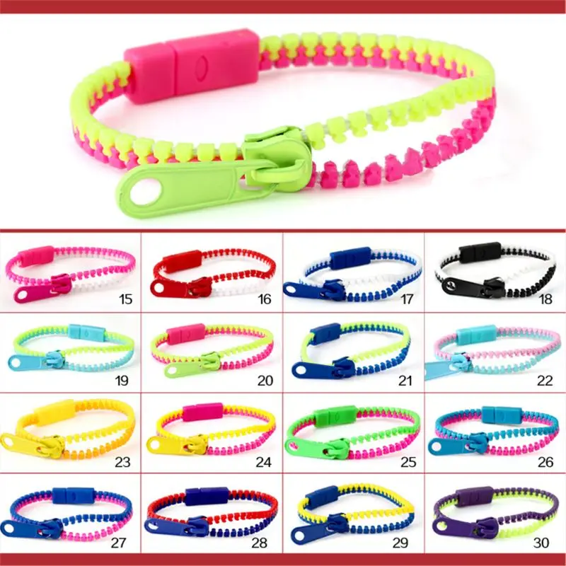 

12pcs Friendship Fidget Zipper Bracelets 7.5 Inches Sensory Toys Bulk Set, Neon Colors, Birthday Kit, Party Favors for Kids,, &