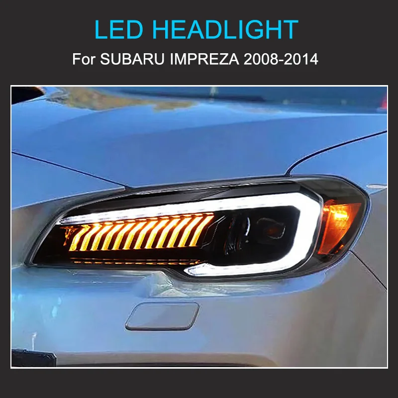 1 пара светодиодных фар в сборе для Subaru WRX Impreza 2008-2014 Plug and Play с динамической