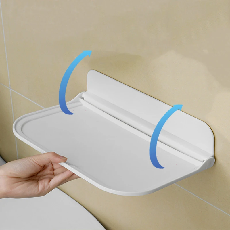 

Wall Mounted Folding Shelf Saving Space Foldable Storage Rack Punch-Free Phone Holder Wifi Router Storage Tray Home Organizer