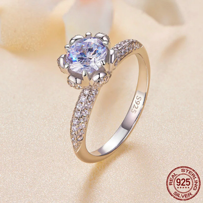 

Классическое кольцо 1kla из серебра 925 пробы с шестью крапанами и цветами из моссана, женское кольцо с платиновым покрытием, аксессуары для женщин
