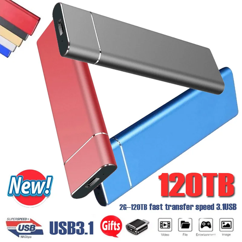 High-Speed 1TB 2TB 4TB 8TB 16TB SSD Portable External Solid State Hard Drive USB3.1 Interface Mobile Hard Drive for Laptop Mac