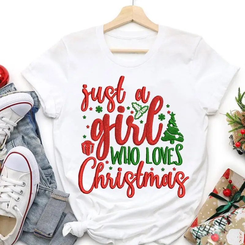 

Женская футболка с рисунком новогодней елки, веселая модная Рождественская Праздничная футболка, графические футболки, топ с мультяшным ри...