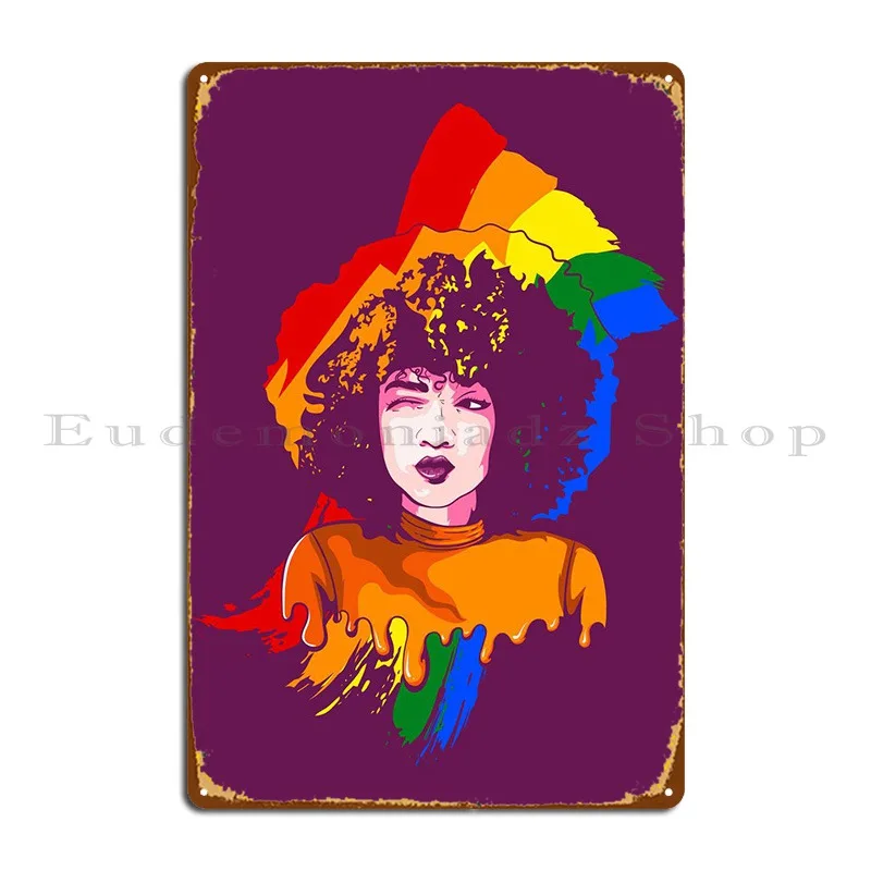 

Afro Girl Gay Pride Metal Sign Pub Plaques Pub Plaques Character Tin Sign Poster