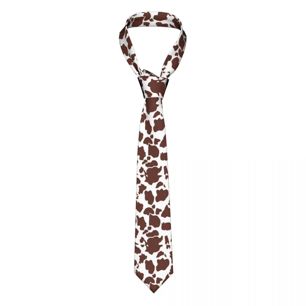 

Cow Print Pattern Tie Brown Spotted Cow Skin For Men Design Neck Ties Gift Blouse Formal Polyester Silk Cravat