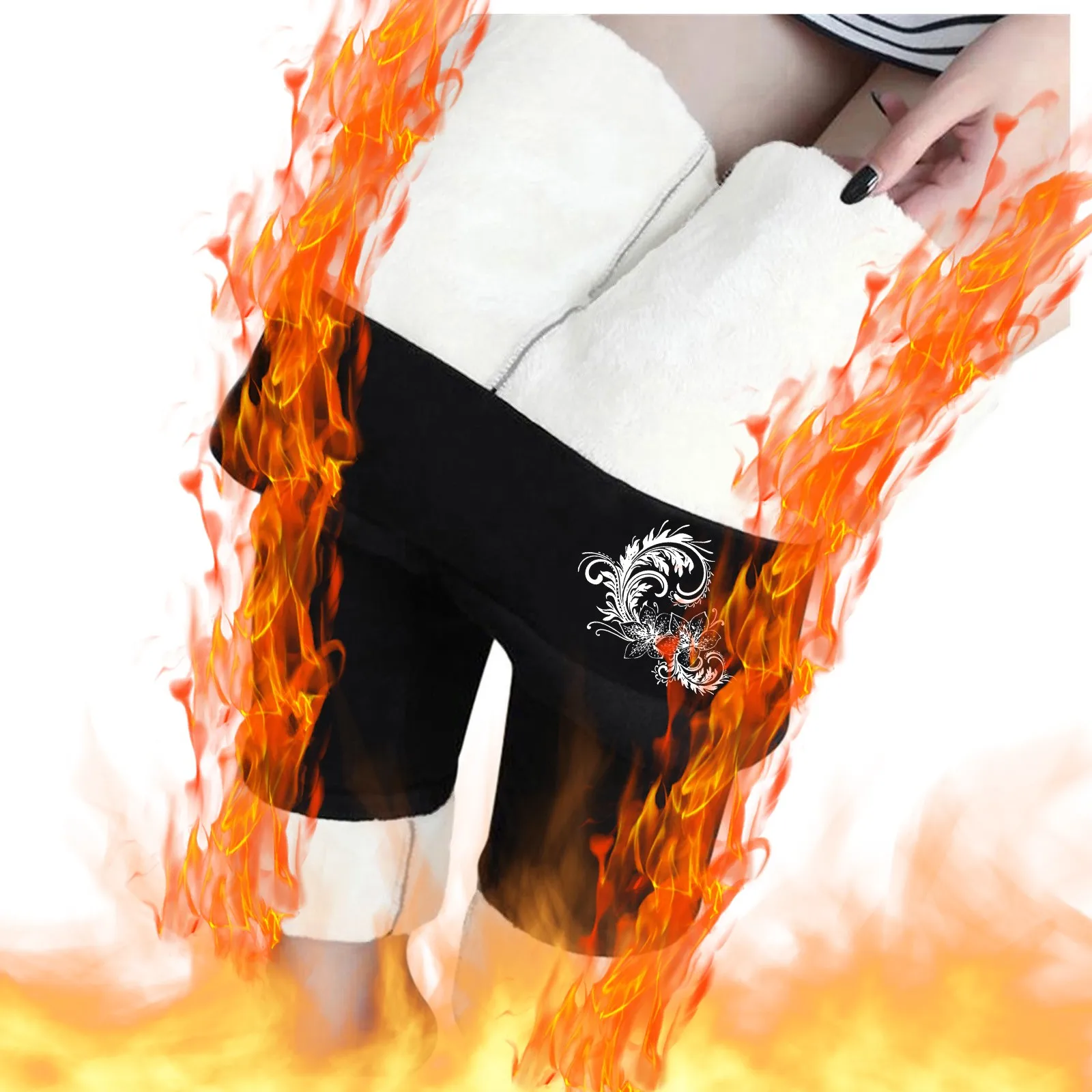 Thick Leggings Women For Winter Plus Velvet Thick Lamb Fleece Leggings Women'S Autumn And Winter Printed High Waist Warm Pants